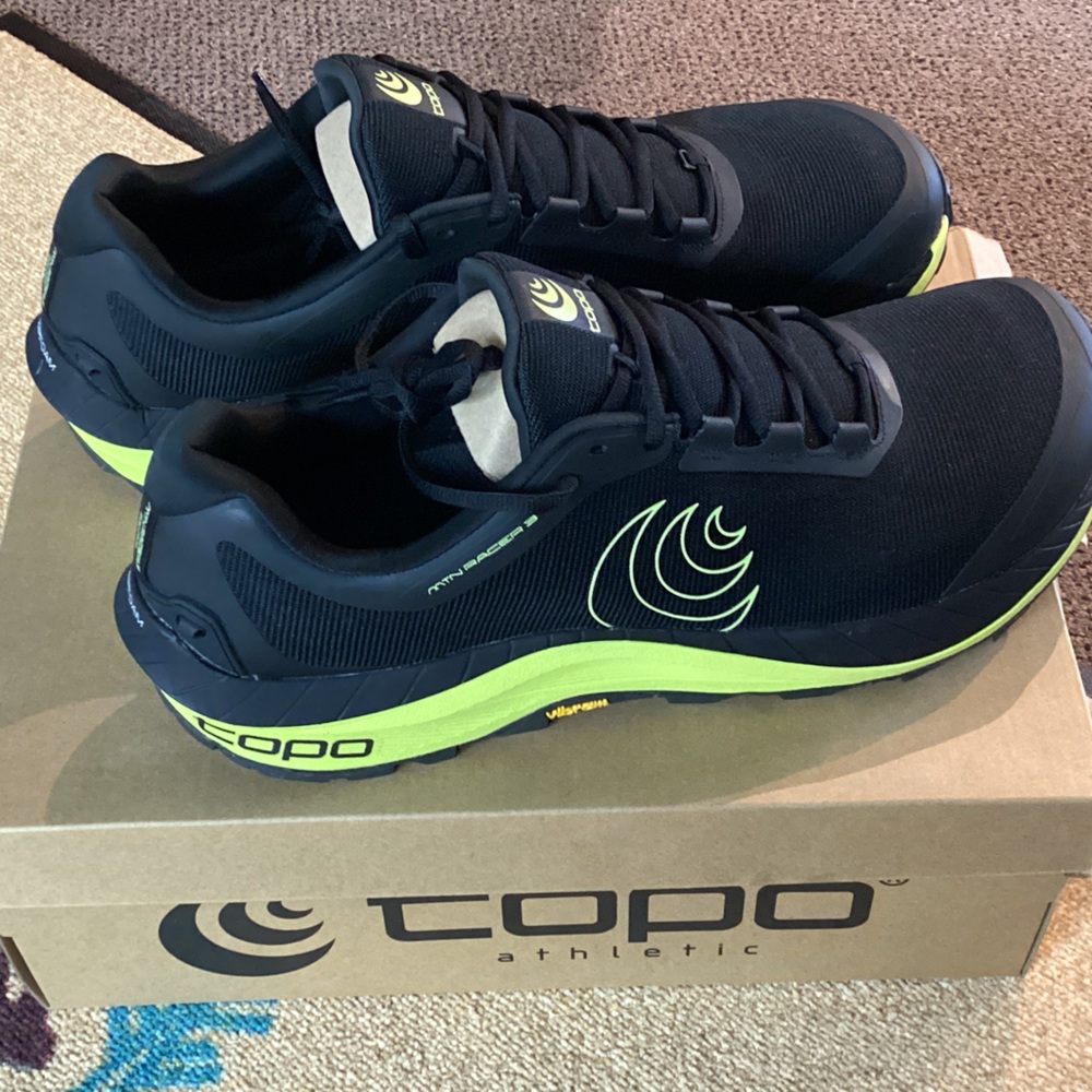 Topo Designs Black and Neon Green Athletic Shoes